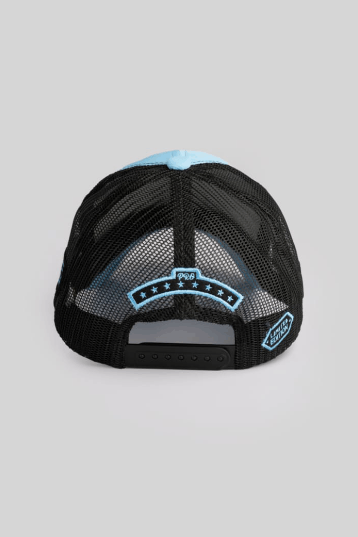 Unisex Sky Blue & Black Trucker Cap by One Player