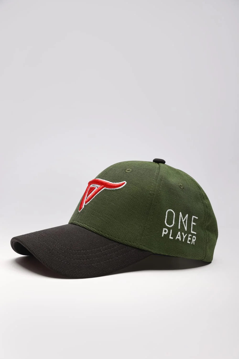 Unisex Green solid baseball cap has a visor by One Player oneplayer .in