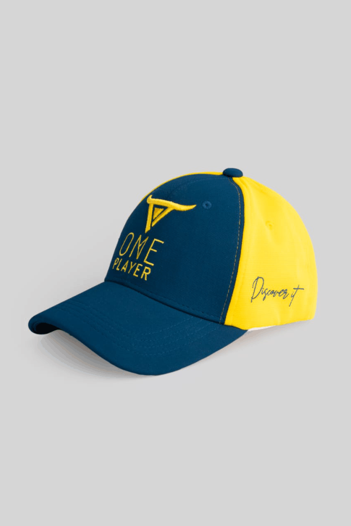 Unisex Yellow solid baseball cap, has a visor by One Player – oneplayer.co. in