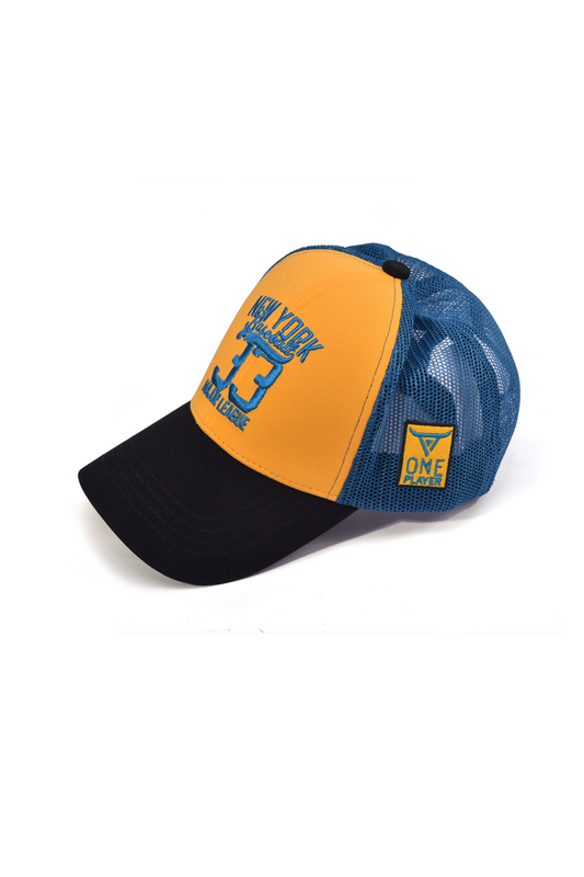 Unisex New York Yellow Blue Trucker Cap by One Player