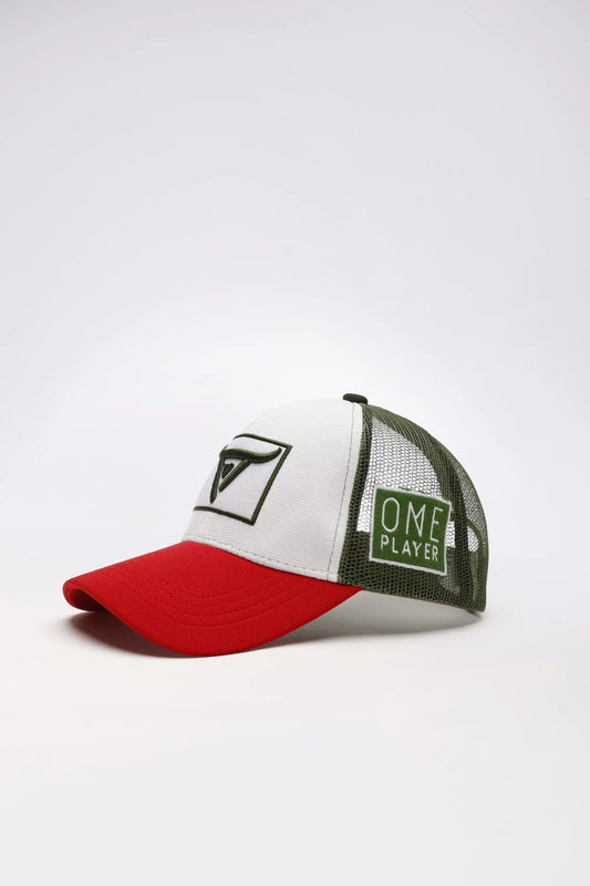 Unisex Tri Color  Trucker cap, has a visor by One Player