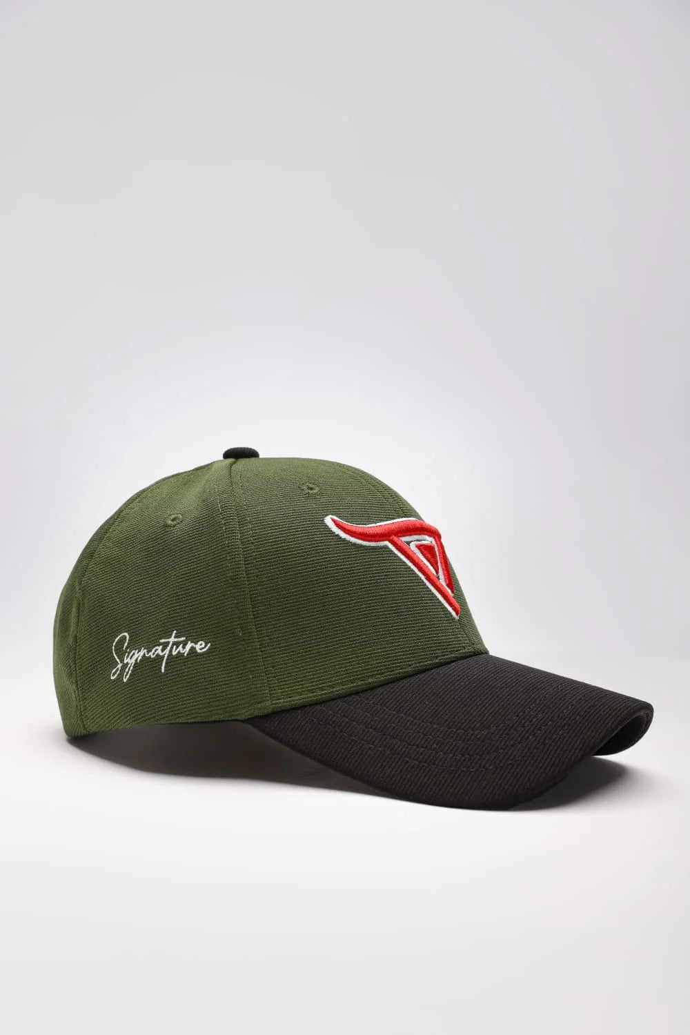 Unisex Green solid baseball cap, has a visor by One Player