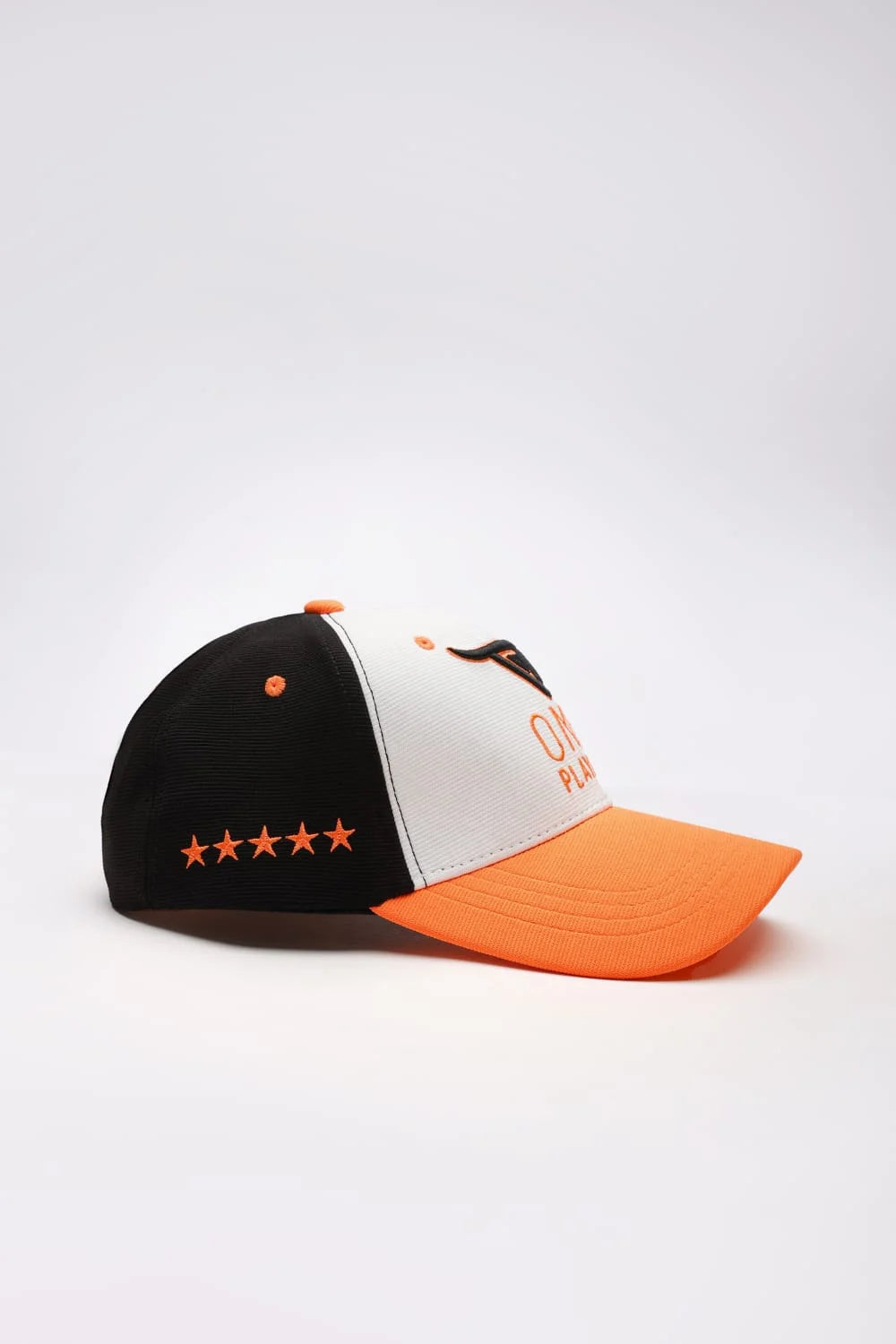 Unisex Tri Color solid baseball cap, has a visor by one player