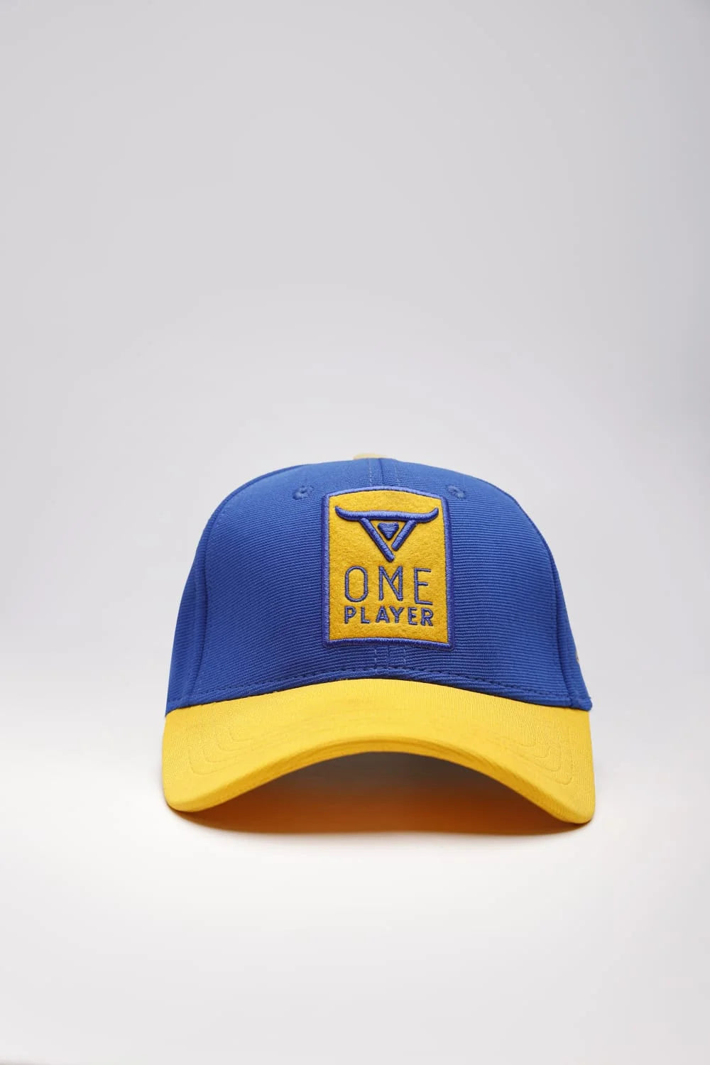 Unisex Yellow & Blue Solid Baseball cap, has a visor by One Player