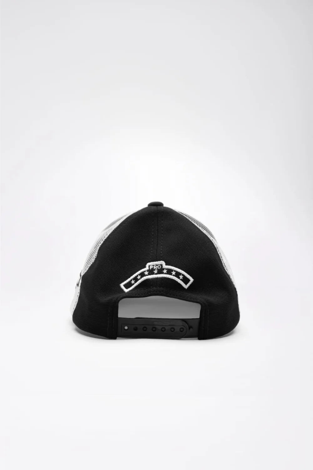 Unisex Black & White Trucker cap, has a visor by One Player